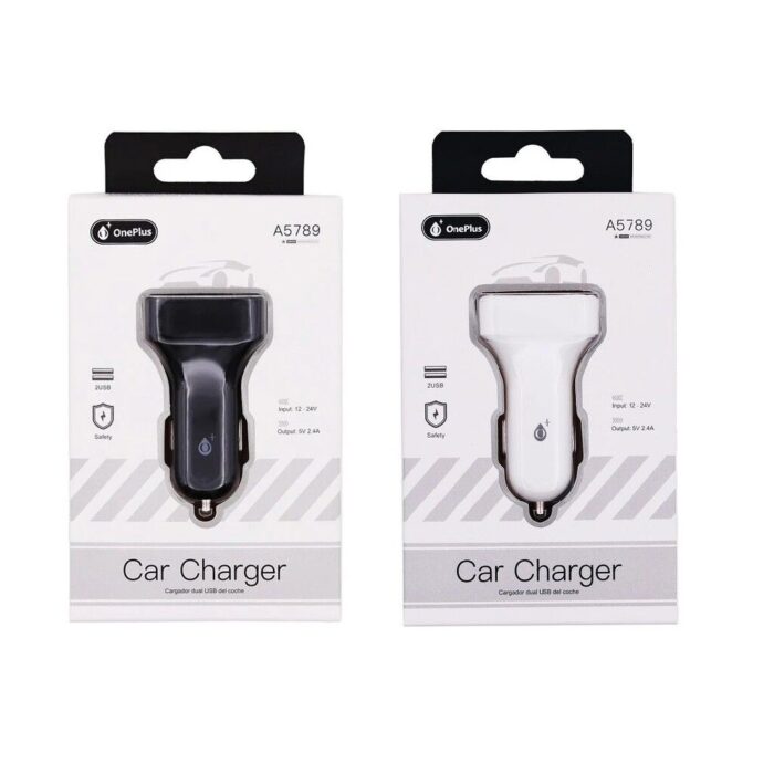 Cargador De Auto Doble Usb 2.4A - Oneplus A5789 - Negro