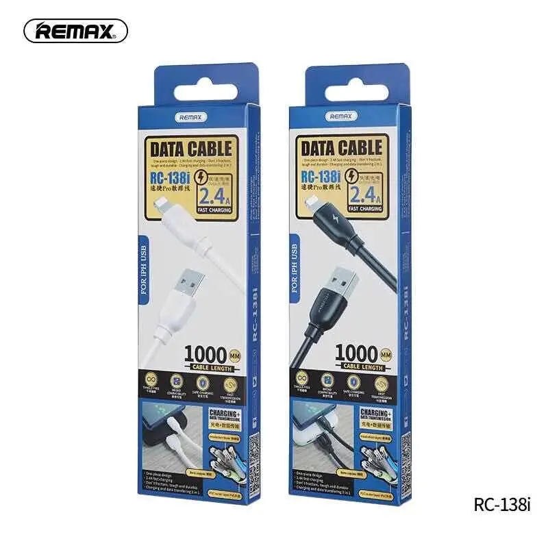 Cable USB a Lightning REMAX - RC-138i- Blanco y Negro