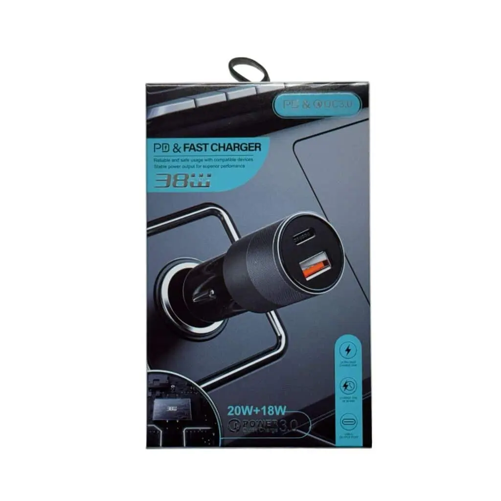 Cargador de Auto 15w PD + Usb A 