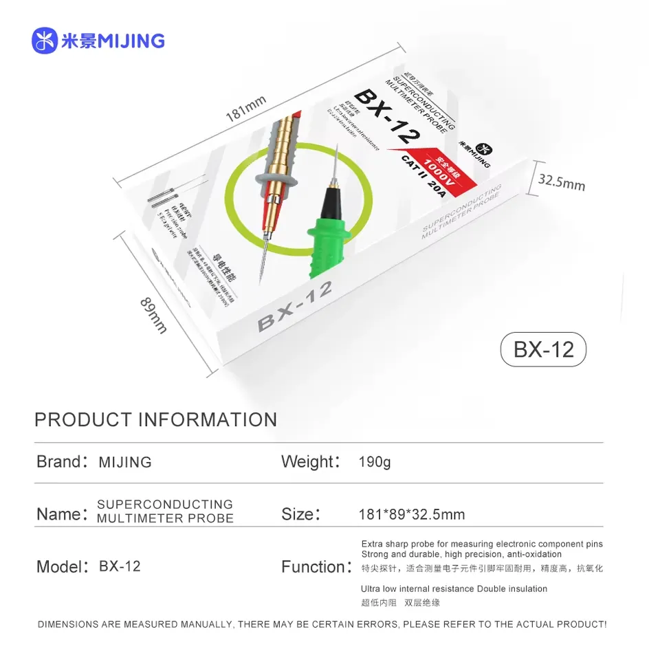 Cable Multimetro Bx-12 Mijing Puntas Tipo Aguja