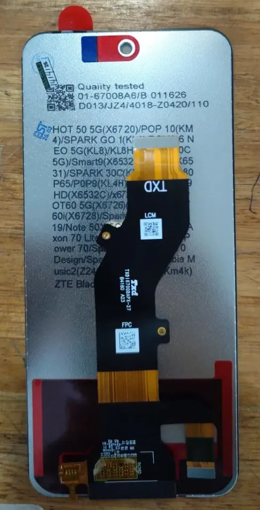 Modulo Infinix HOT 50 5G / SPARK GO 1  / POVA 6 NEO 5G / SPARK 30C 5G / Smart 9  / HOT 50i / HOT 30 5G / HOT 60i / SPARK 40 / Note 50X 5G / ZTE Axon 70 Lite / ZTE Blade V70 Vita / Spark Go 2  / V70 Design / Spark 40 / Nubia Music 2  / Spark 40C  / ZTE Blade V70