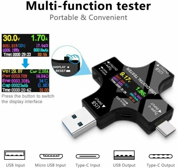  TESTER USB - Usb tester - Usb A + tipo C PW68 