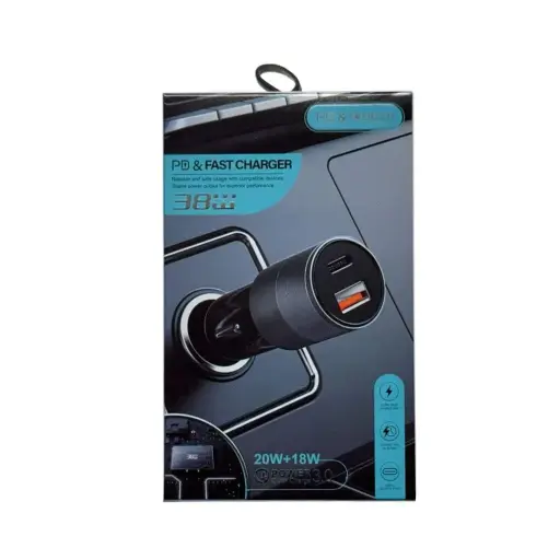 Cargador de Auto 15w PD + Usb A 