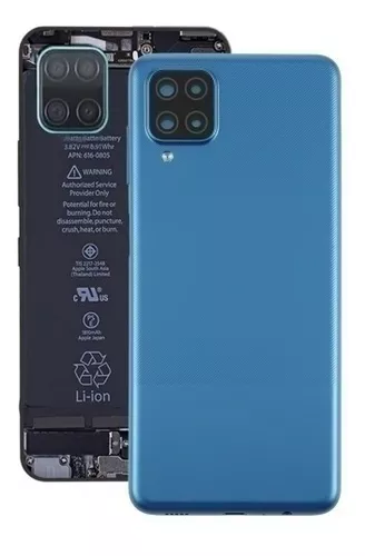 TAPA Repuesto Para Samsung A12 Azul- NEGRO con lente de camara  eve