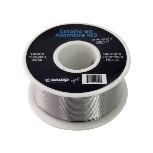 Estaño en alambre 183°C WUZIP rollo 80g 35/65 0.6MM LIZ
