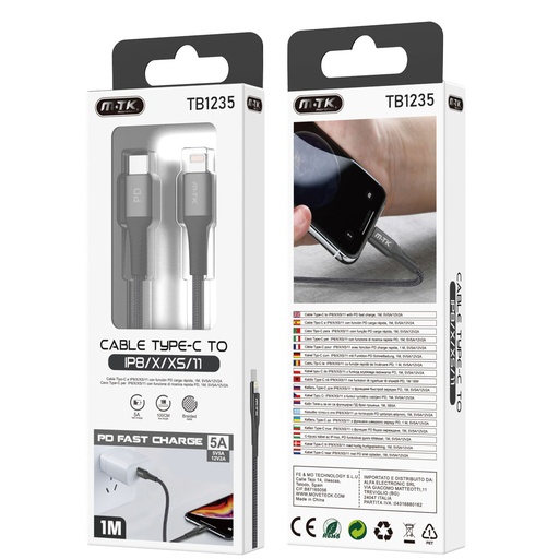 Cable Tipo C a Lightning MTK TB1235 negro 